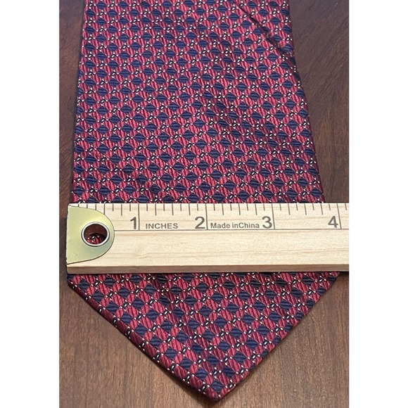 Equestrian Firemne Red Blue 100% Silk Men’s Neck Tie Made In Italy - Picture 4 of 9
